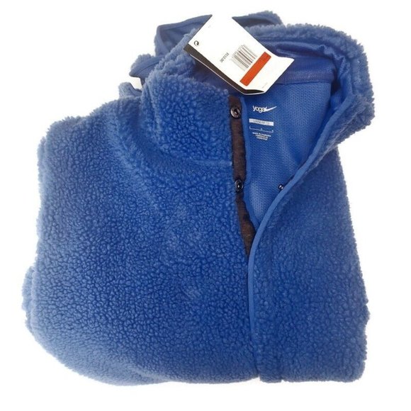 Nike Yoga Sherpa Training Half Snap Button Sweatshirt Mens Size L Fleece Purple - Picture 5 of 5